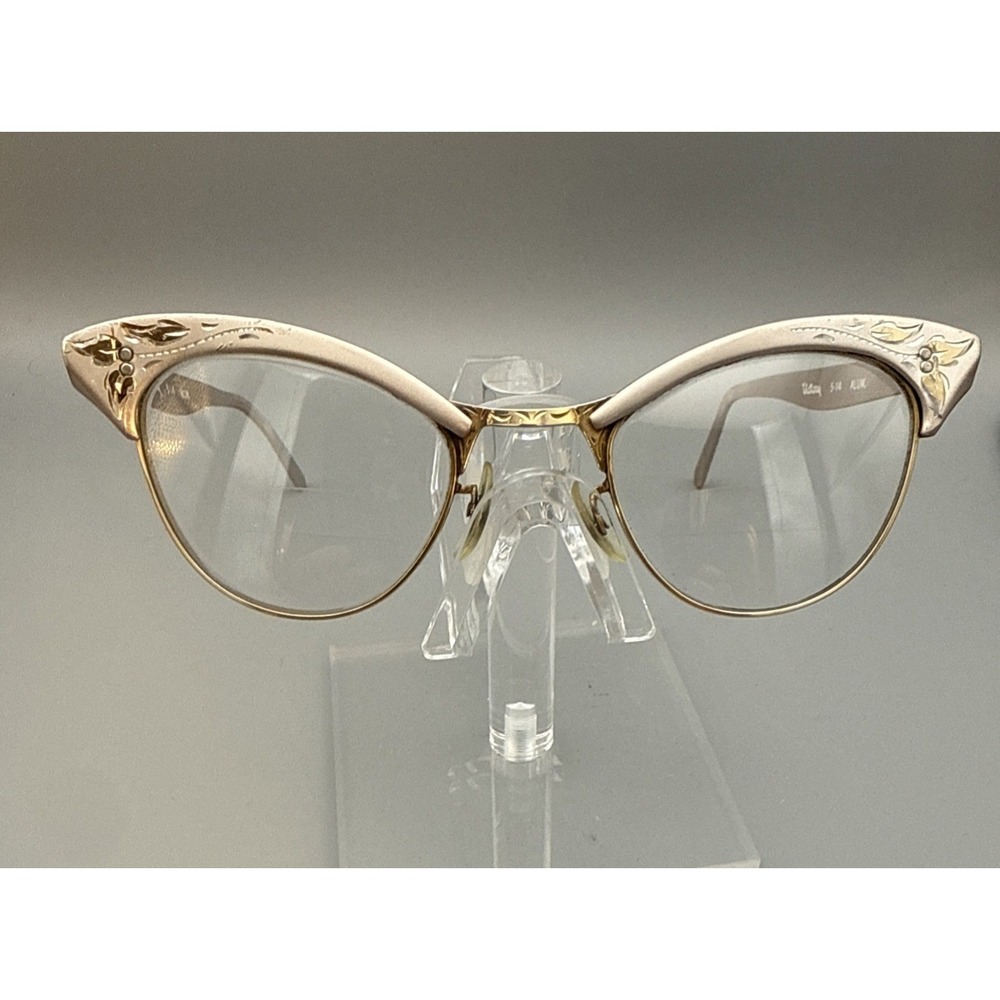 Victory 20 AO 10-12 GF Cat Eye Aluminum Eyeglass Frames 5-1/4 Pink/ Gold Etching